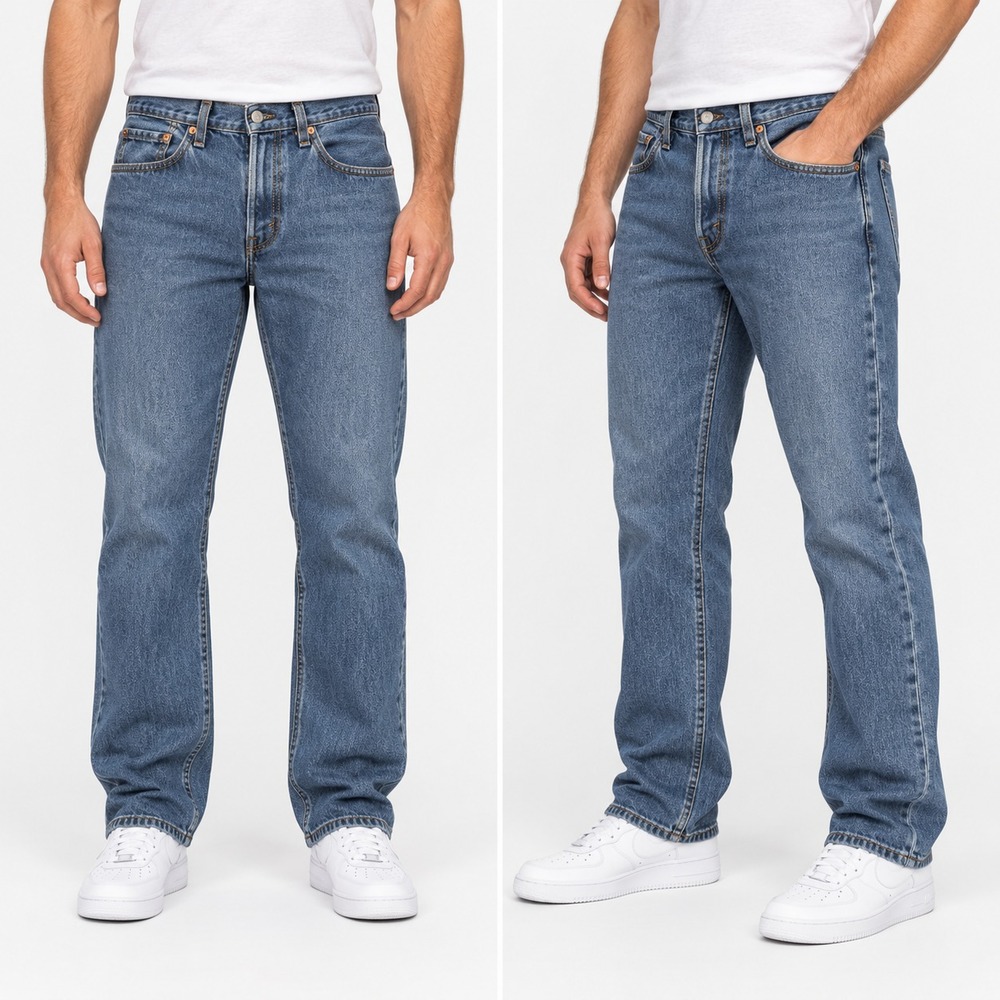 Levis 505 Regular Fit Straight Leg Jeans Mens 34x32 Medium Wash Blank Red Tab R